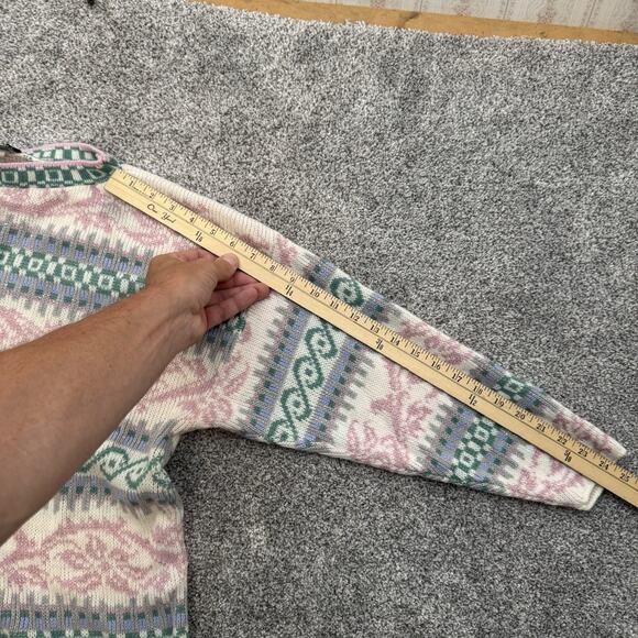 Vintage 80s 90s Acrylic Sweater Large Cottagecore Soft Girl Ski Lodge Pastel USA - Picture 4 of 7